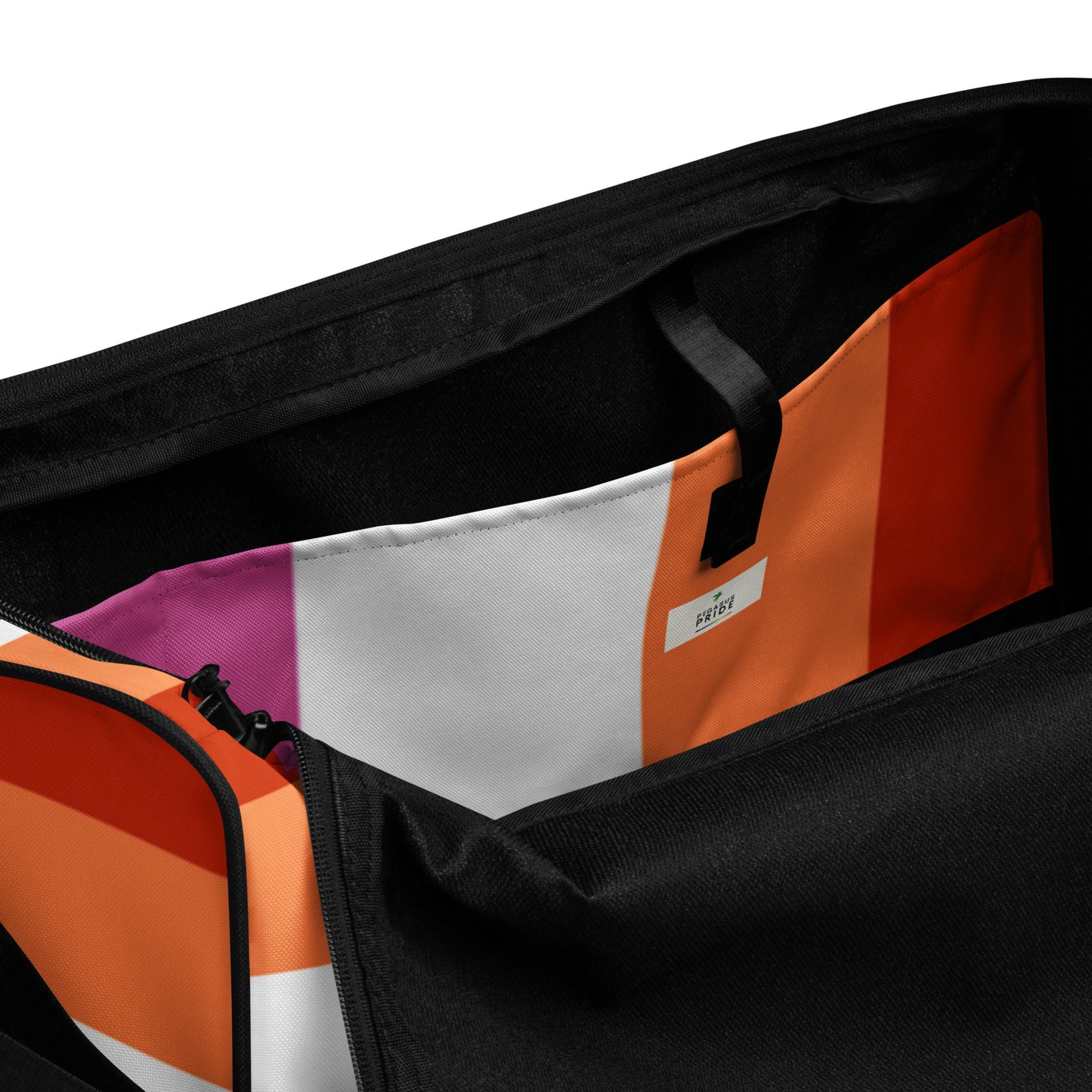 Lesbian Pride Flag Weekender Duffel Bag lesbian-pride-flag-weekender-duffel-bag-inside-pocket