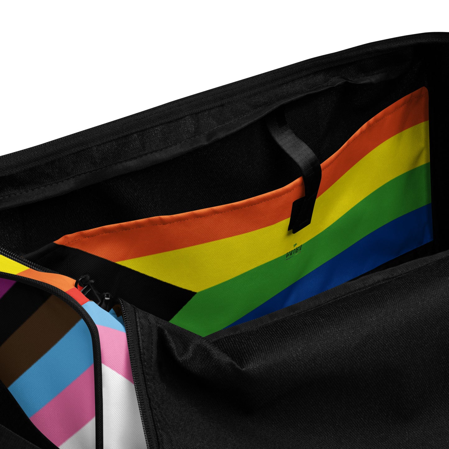 LGBTQ Pride Flag Duffel Bag - Progress Pride Daniel Quasar lgbtq-pride-flag-duffel-bag-progress-pride-daniel-quasar-inside-pocket