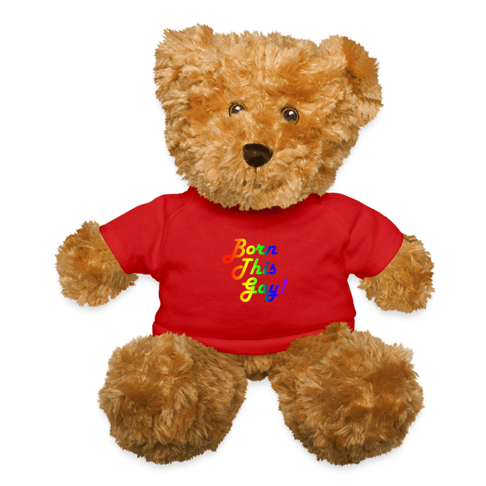 LGBTQ Pride Plush Stuffed Animal Teddy Bear - Born This Gay Red lgbtq-pride-plush-stuffed-animal-teddy-bear-born-this-gay-red Plush