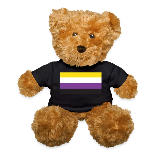 Nonbinary Enby Pride Flag Plush Teddy Bear Stuffed Animal Black Nonbinary nonbinary-enby-pride-flag-plush-teddy-bear-stuffed-animal-black