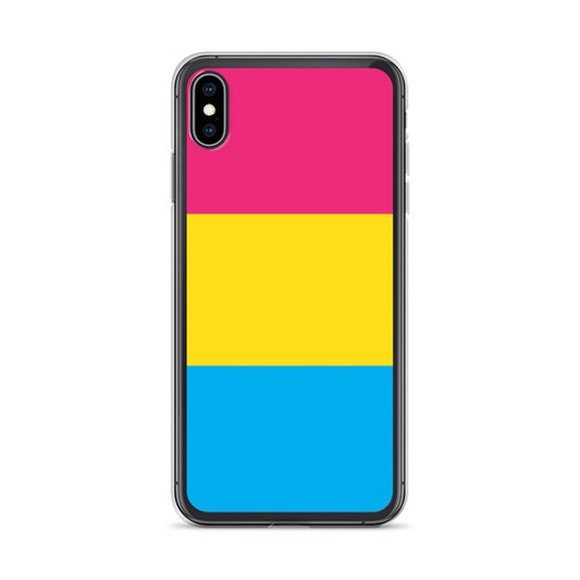 Apple iPhone XS Max case with Pansexual pride flag design on white background
