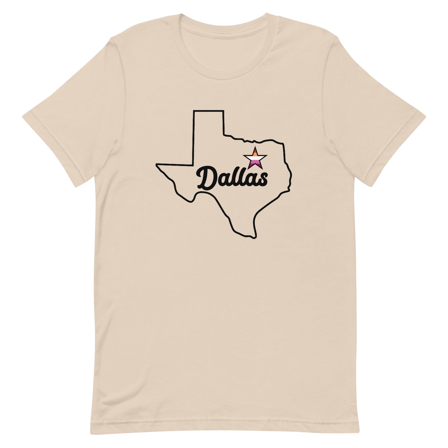 Dallas Texas Lesbian Star Tee Soft Cream Lesbian unisex-staple-t-shirt-soft-cream-front-63b6296d972c2