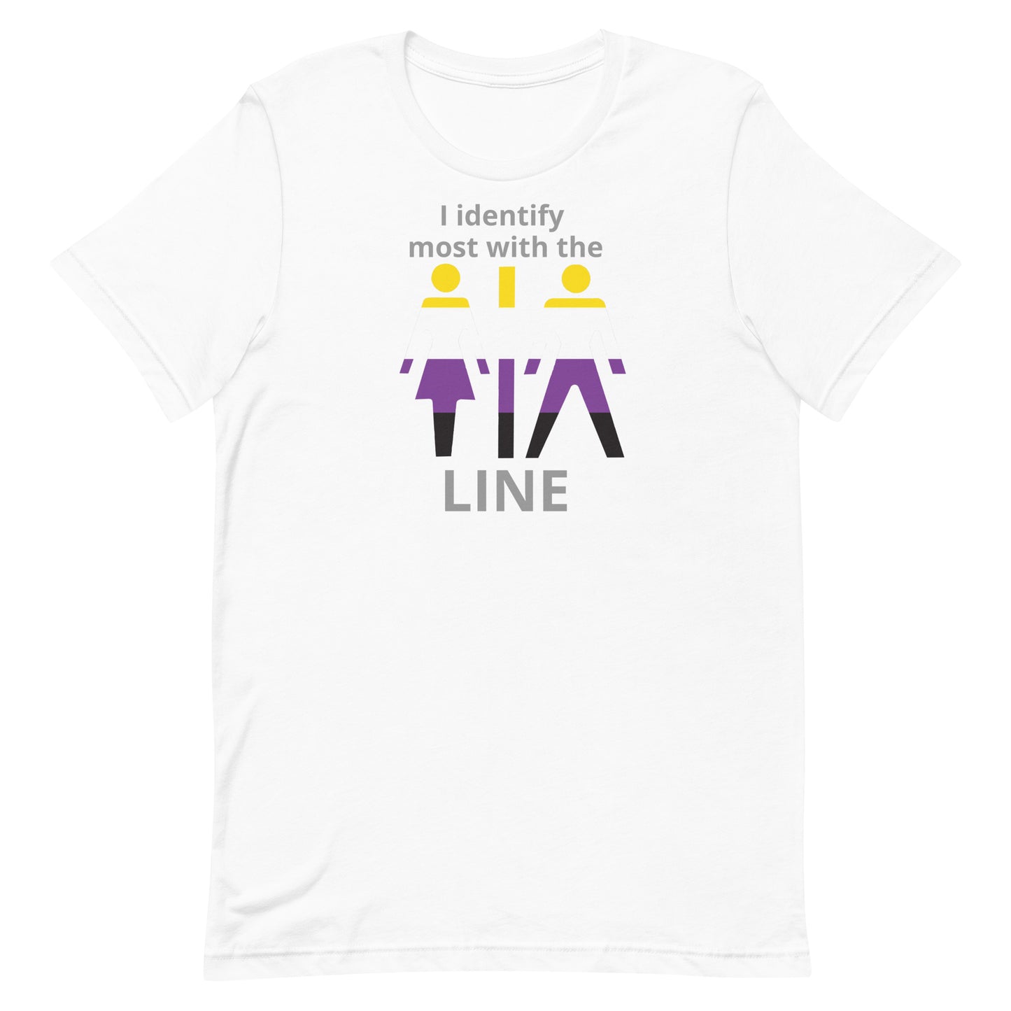 Nonbinary Enby Pride T-Shirt I Identify Most With The Line White Nonbinary unisex-staple-t-shirt-white-front-63b9d65f81af7 Tee