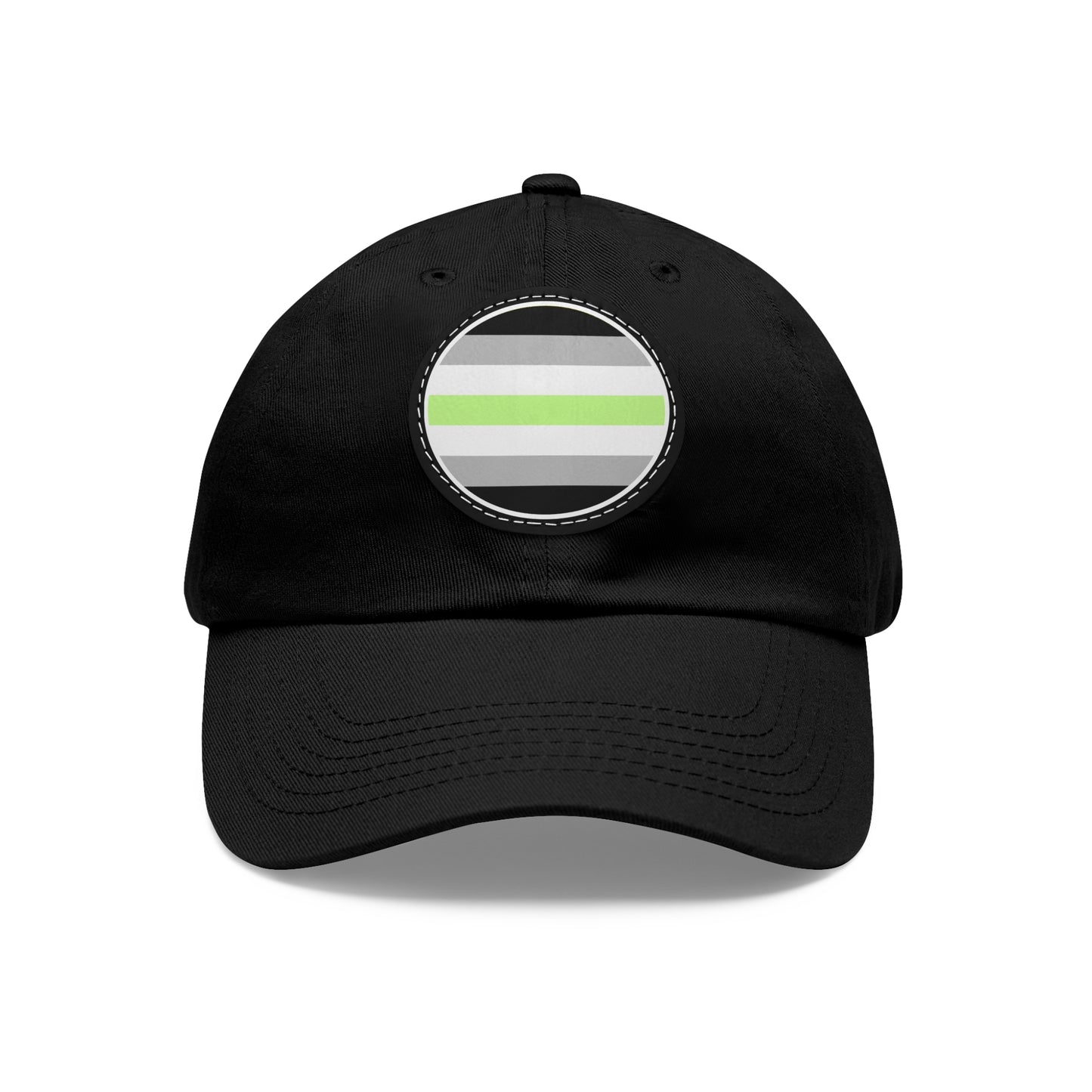 Agender Pride Hat with Round Patch Black Black patch One size Agender 10977443811177912933_2048