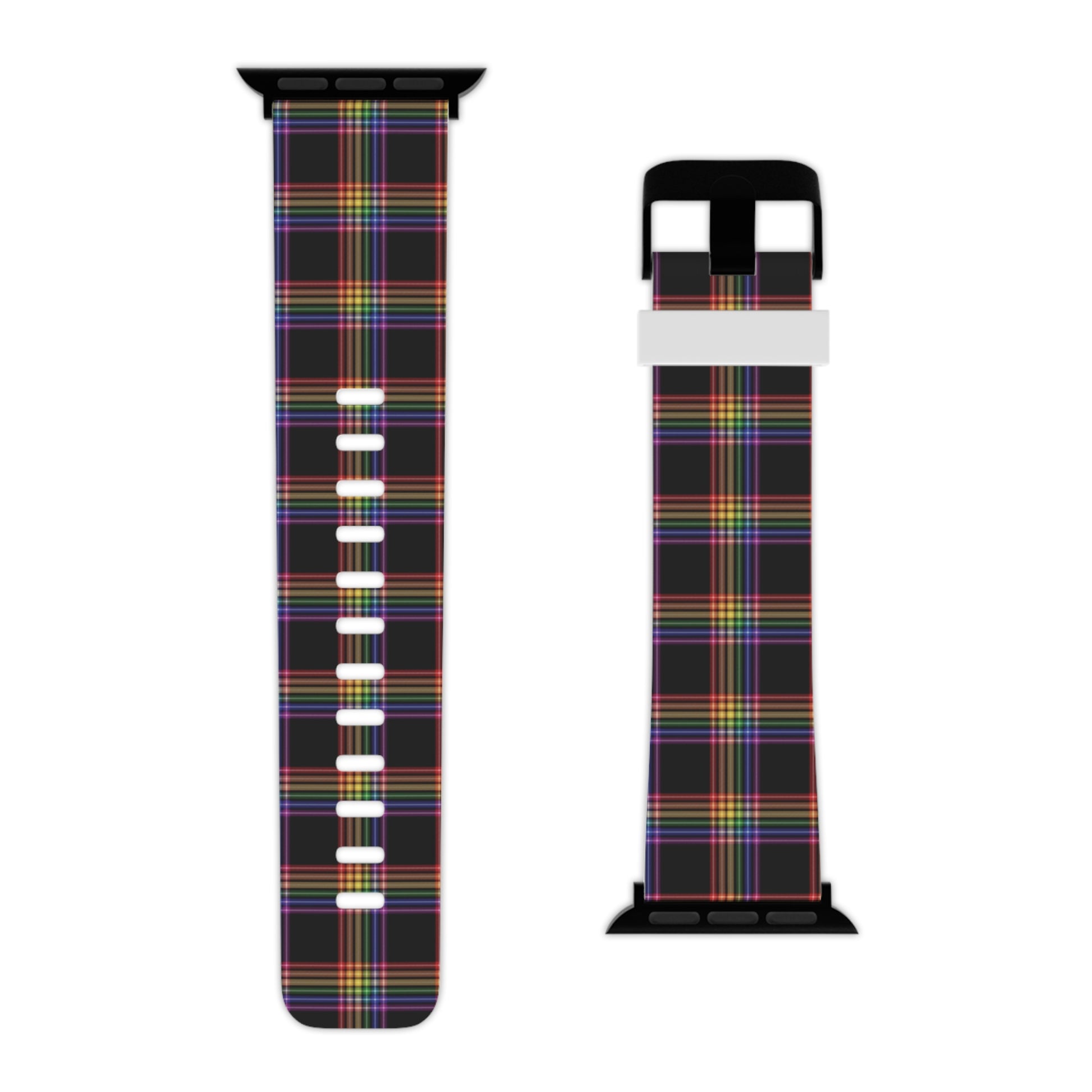 LGBTQ Pride Watch Band for Apple Watch - Plaid 8'' × 0.75'' 42 - 44 mm Black Pride 11508737910041929407_2048