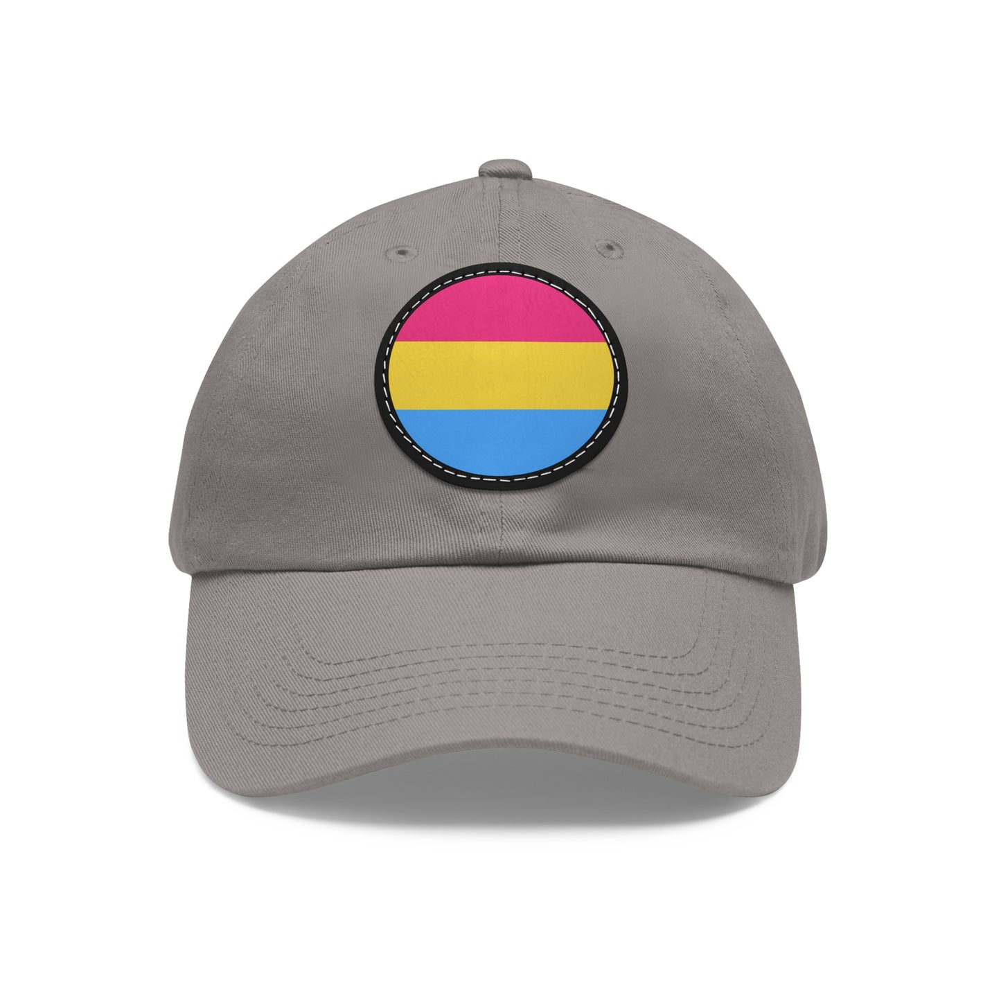 Pansexual Pan Pride Hat with Round Patch Grey Black patch One size Pansexual 12120649449062780127_2048