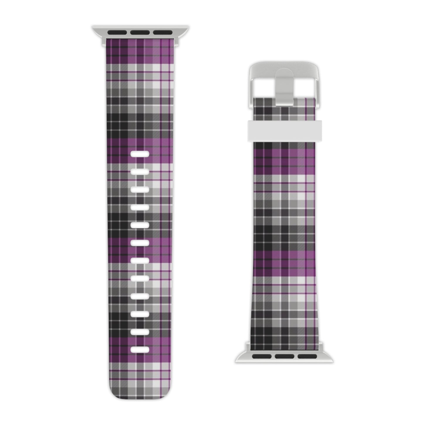 Asexual Ace Pride Watch Band for Apple Watch Plaid 8'' × 0.75'' 42 - 44 mm Silver Asexual 12294403542465762424_2048