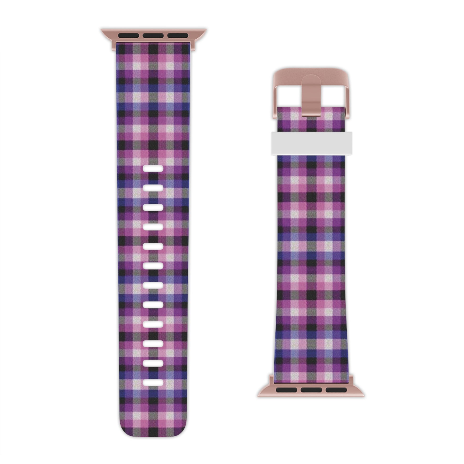 Genderfluid Pride Watch Band for Apple Watch - Plaid 8'' × 0.75'' 42 - 44 mm Rose Gold Genderfluid 12369403404284230372_2048