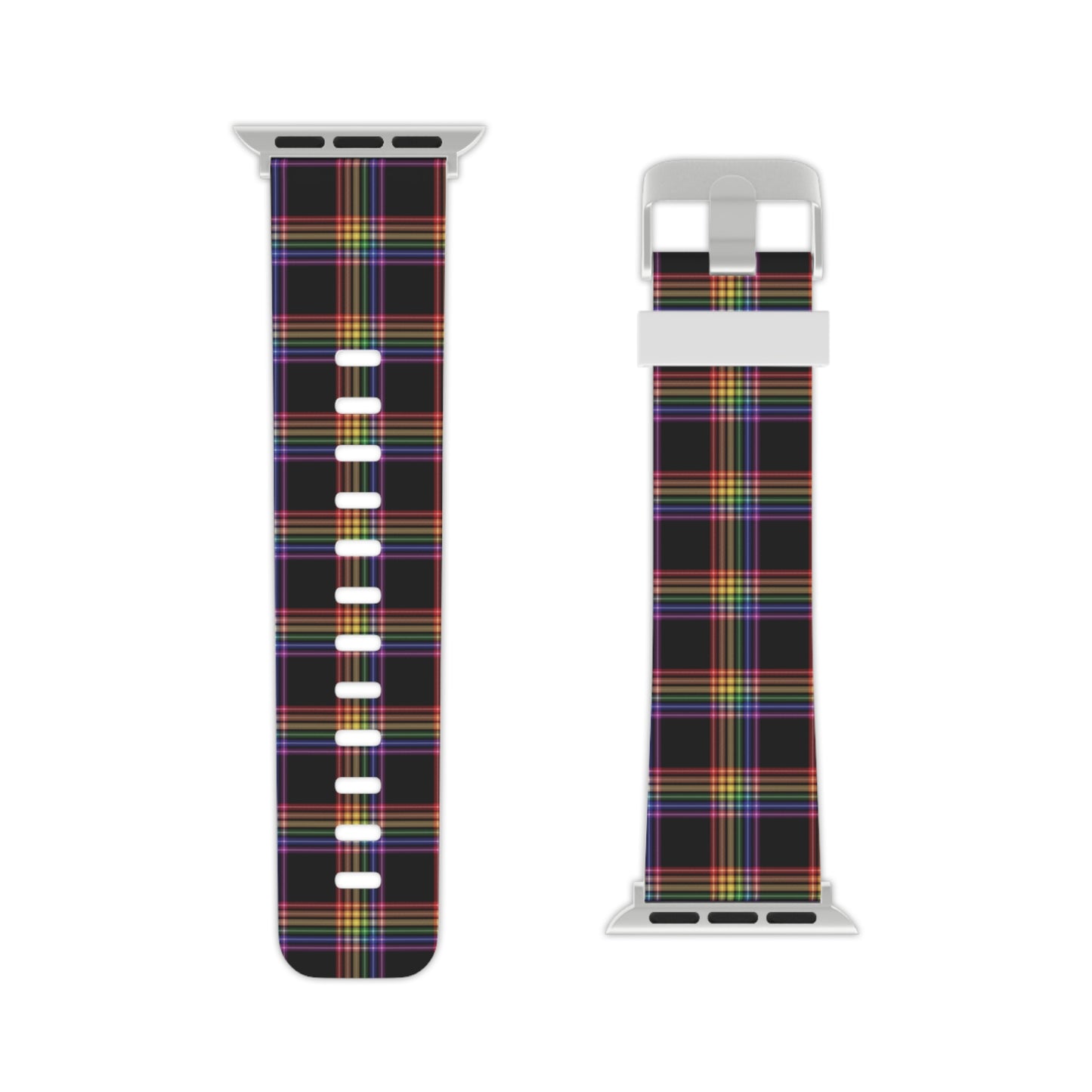 LGBTQ Pride Watch Band for Apple Watch - Plaid 7.5'' × 0.75'' 42 - 44 mm Silver Pride 12539093287501022525_2048