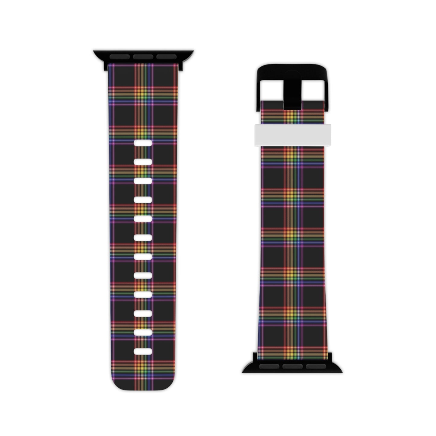 LGBTQ Pride Watch Band for Apple Watch - Plaid 7.5'' × 0.75'' 42 - 44 mm Black Pride 13256185956947527315_2048