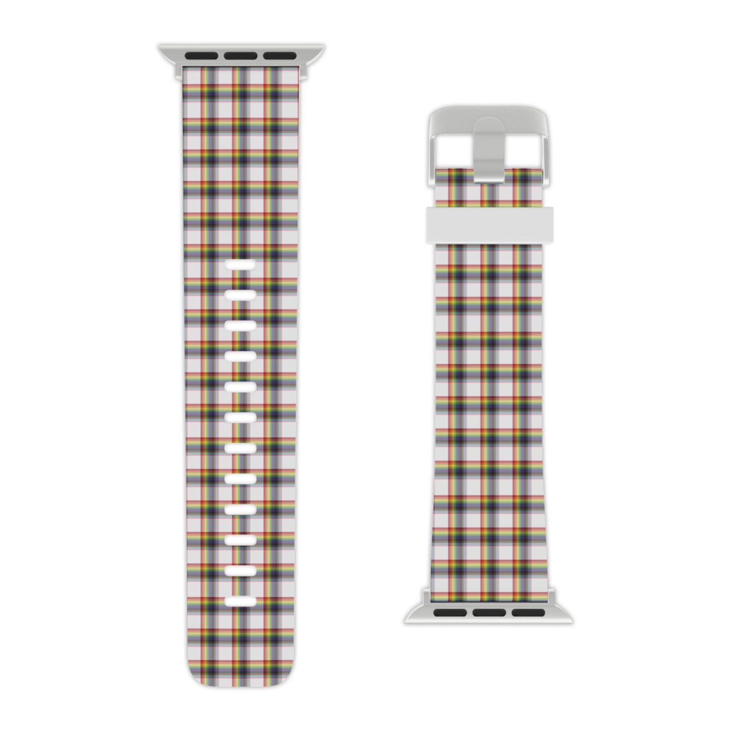 LGBTQ Progress Pride Watch Band for Apple Watch - Plaid 8'' × 0.75'' 38 - 40 mm Silver Pride 14263725088073537800_2048