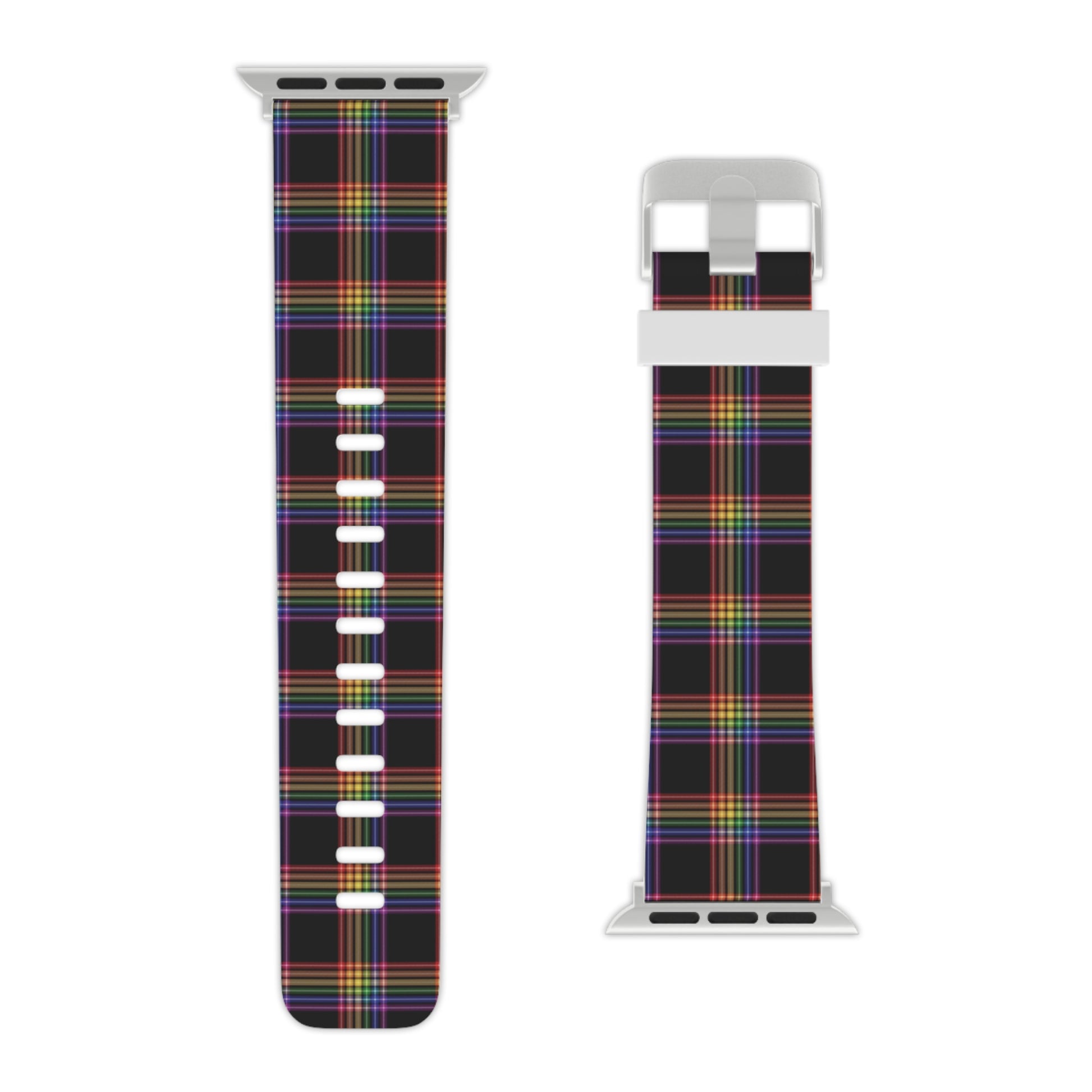 LGBTQ Pride Watch Band for Apple Watch - Plaid 8'' × 0.75'' 42 - 44 mm Silver Pride 15201713242997931395_2048