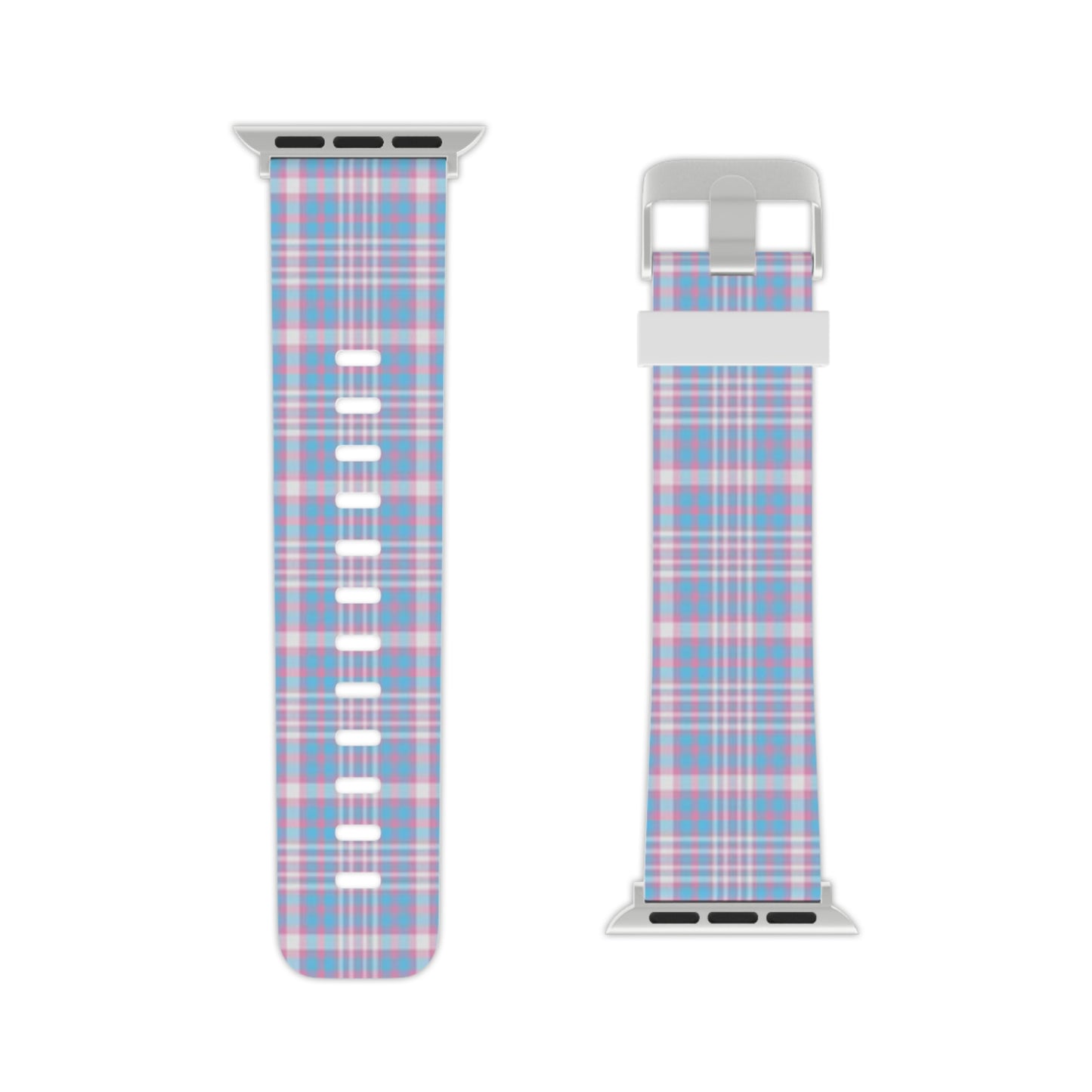 Transgender Trans Pride Watch Band for Apple Watch - Plaid 7.5'' × 0.75'' 38 - 40 mm Silver Transgender 15545896801439951593_2048