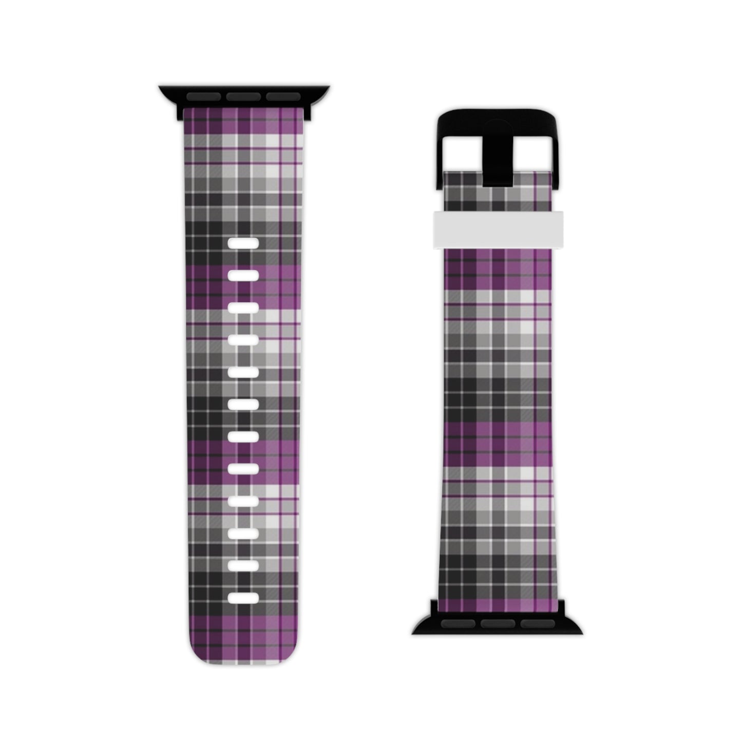 Asexual Ace Pride Watch Band for Apple Watch Plaid 7.5'' × 0.75'' 38 - 40 mm Black Asexual 15704539187129782312_2048