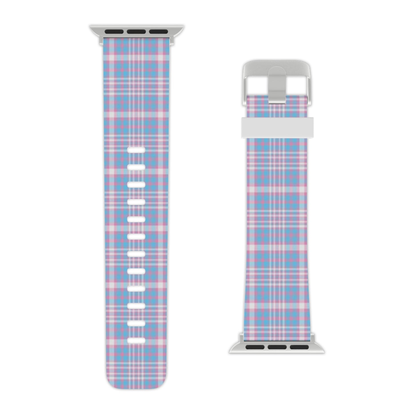 Transgender Trans Pride Watch Band for Apple Watch - Plaid 8'' × 0.75'' 38 - 40 mm Silver Transgender 15750594934521882098_2048