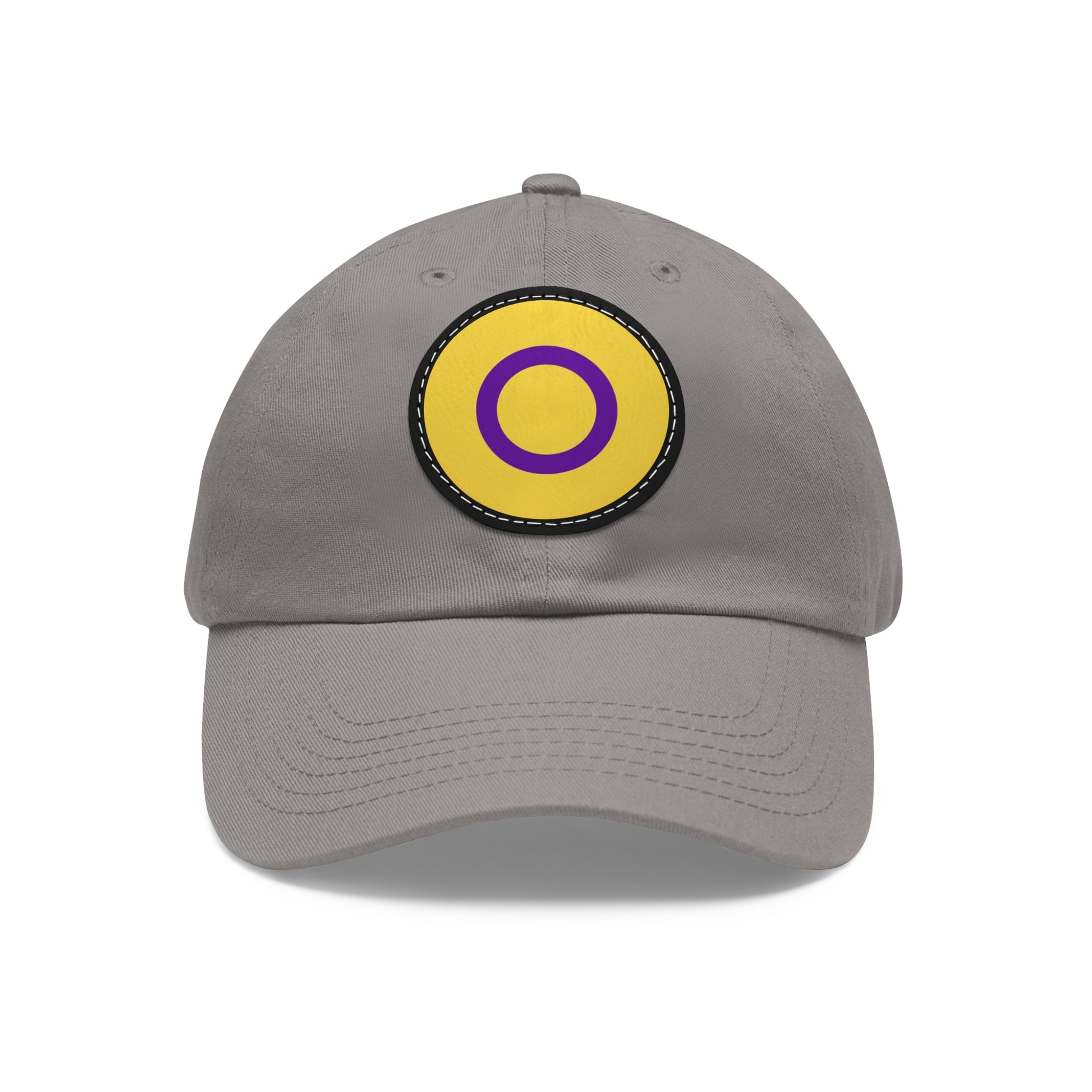 Intersex Pride Hat with Round Patch Grey Black patch One size Intersex 16503720966738206438_2048