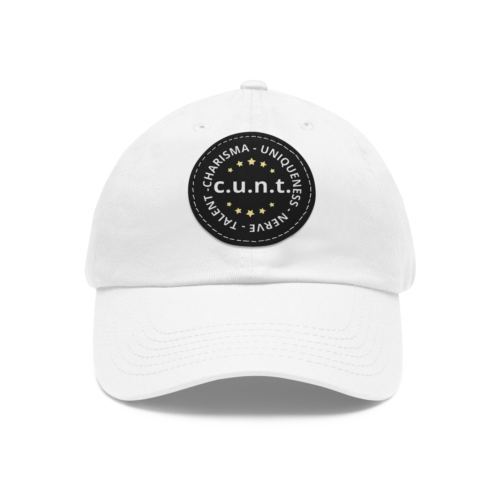 Charisma Uniqueness Nerve and Talent Hat with Round Patch White Black patch One size 17211553028305515562_2048