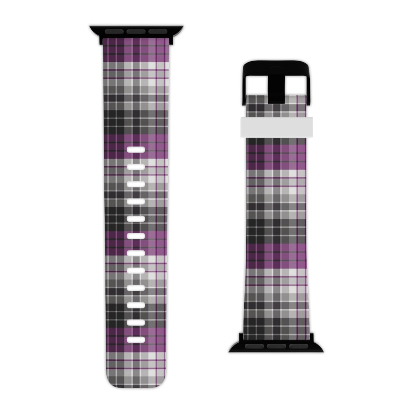 Asexual Ace Pride Watch Band for Apple Watch Plaid 8'' × 0.75'' 38 - 40 mm Black Asexual 17230262881245639493_2048