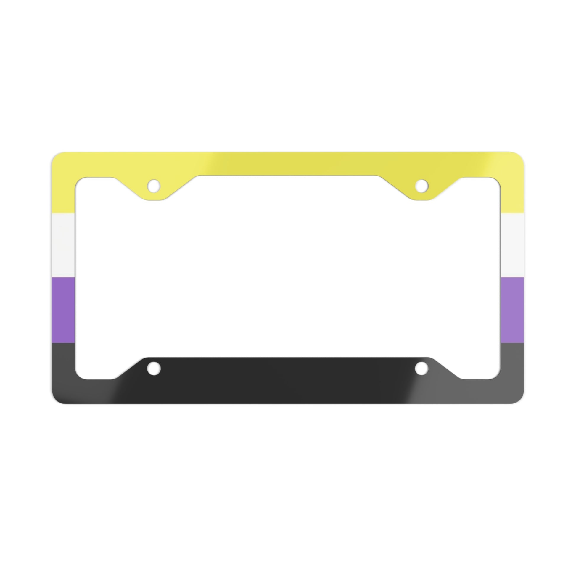 Nonbinary Enby Pride Flag Metal License Plate Frame 12.3" x 6.5" Glossy Nonbinary 17385191158688569038_2048