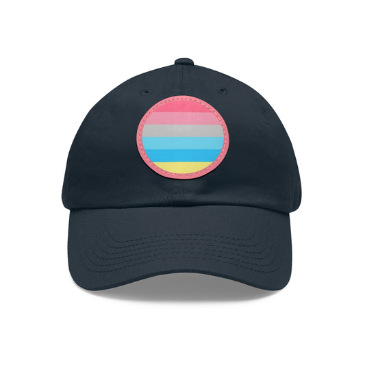 Genderflux Pride Hat with Round Patch Navy Pink patch One size Genderflux 2160036842365702303_2048 Baseball Caps