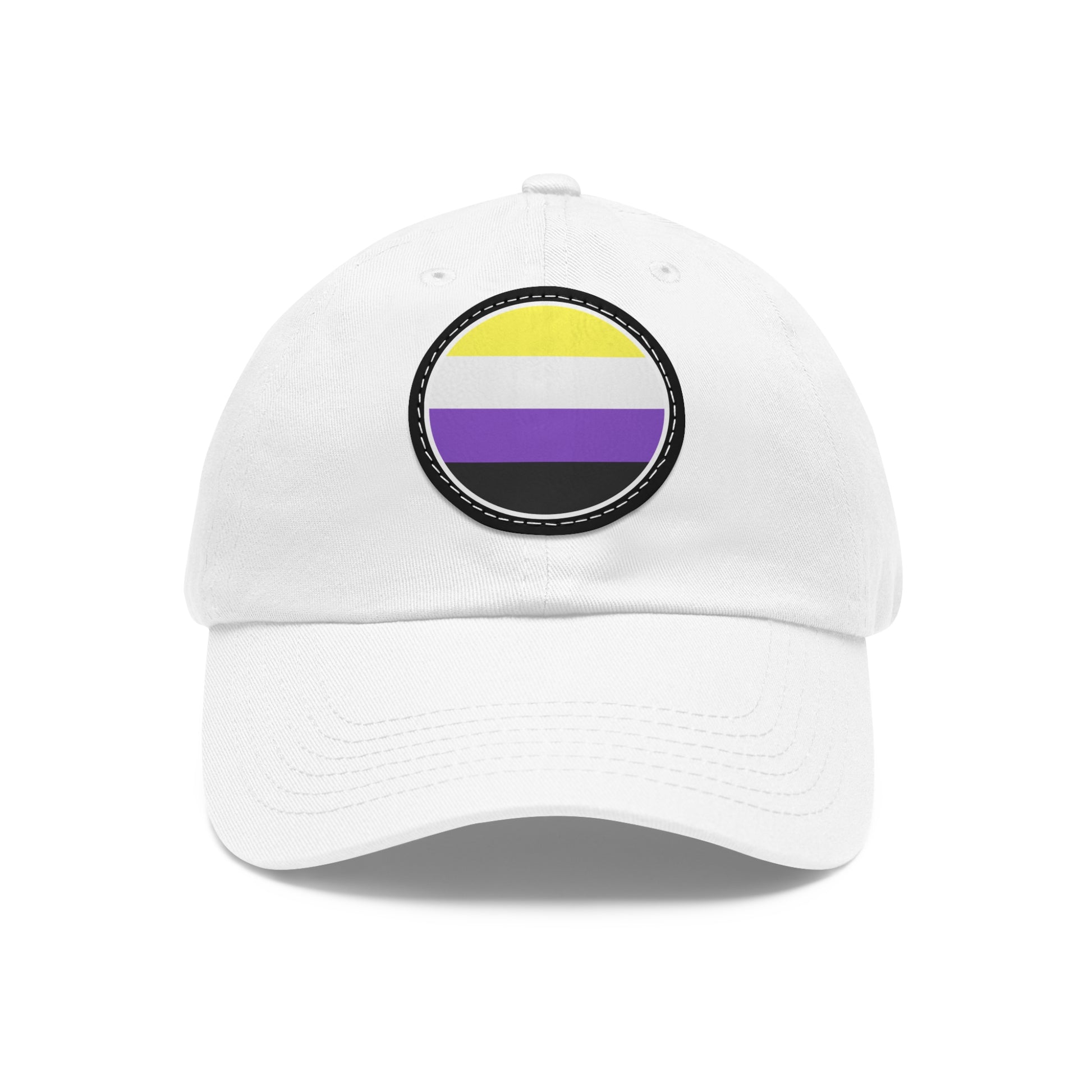 Nonbinary Enby Pride Hat with Round Patch White Black patch One size Nonbinary 4063181091875778103_2048