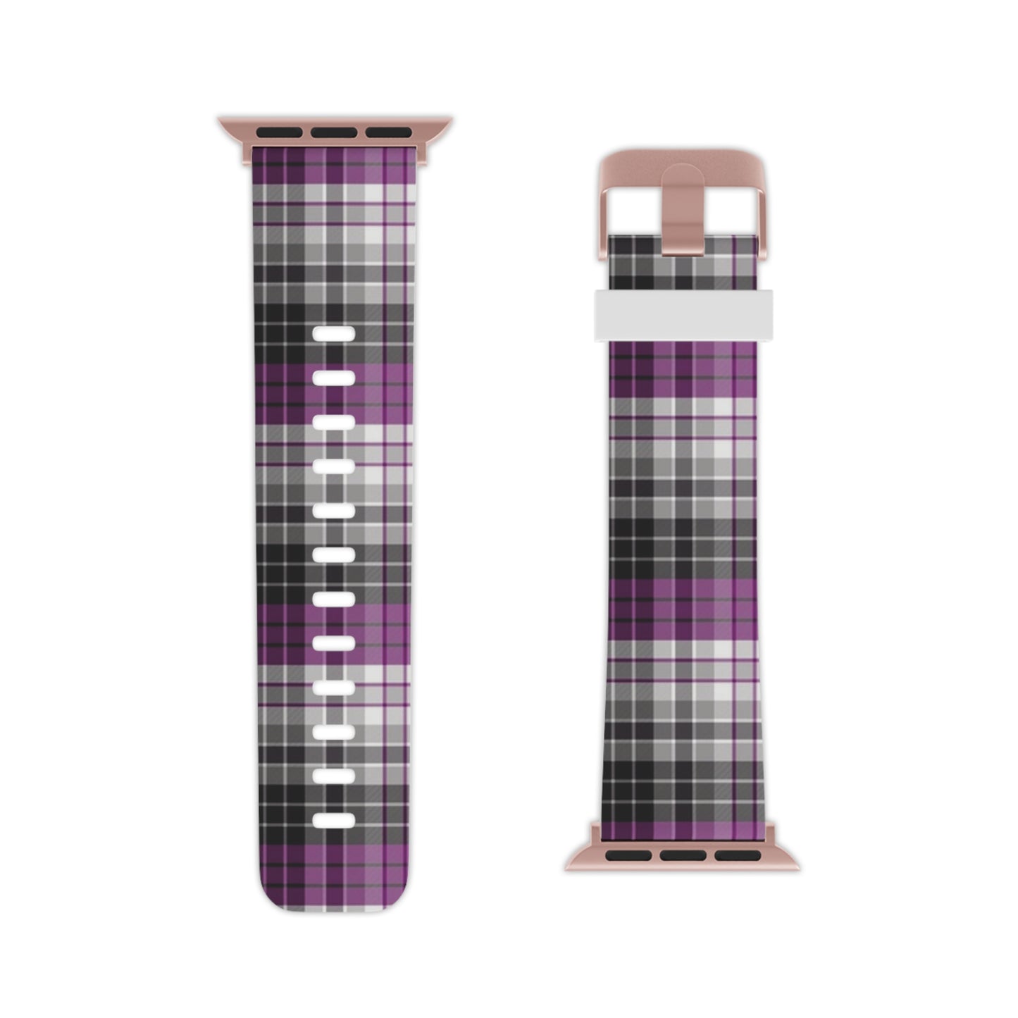 Asexual Ace Pride Watch Band for Apple Watch Plaid 7.5'' × 0.75'' 42 - 44 mm Rose Gold Asexual 4178935400355380364_2048