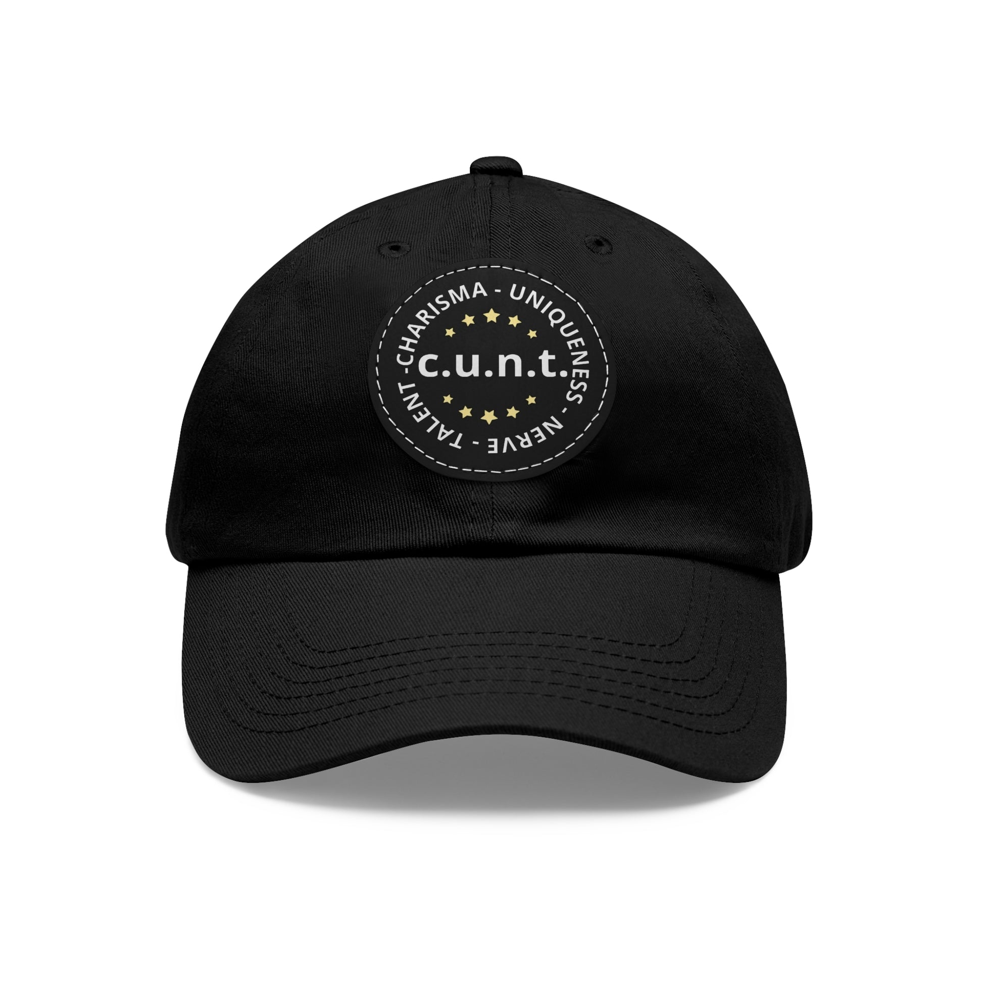 Charisma Uniqueness Nerve and Talent Hat with Round Patch Black Black patch One size 4832343114464435425_2048