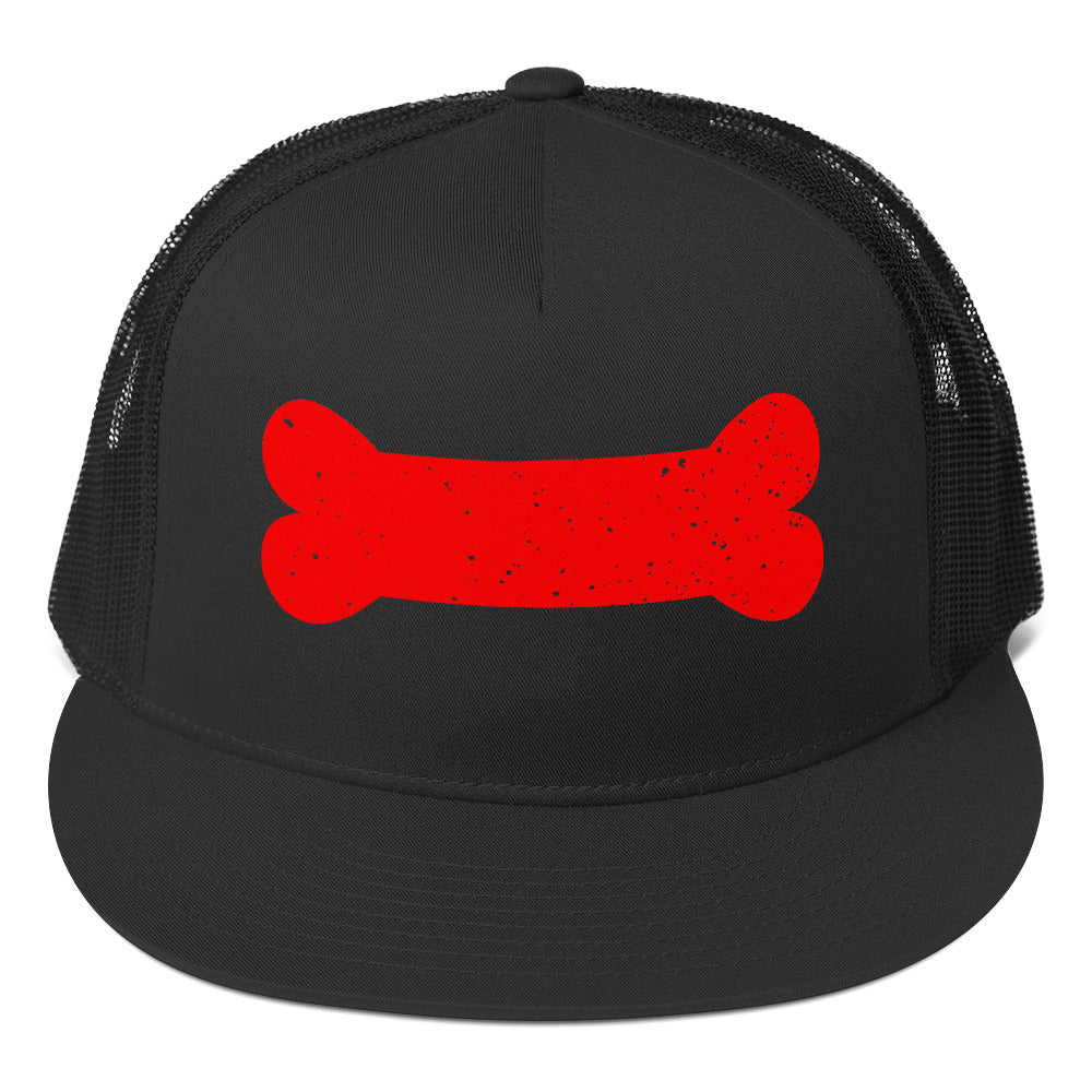 Puppy Pup Play Bone Trucker Cap Black 5-panel-trucker-cap-black-front-66b261db7eac0