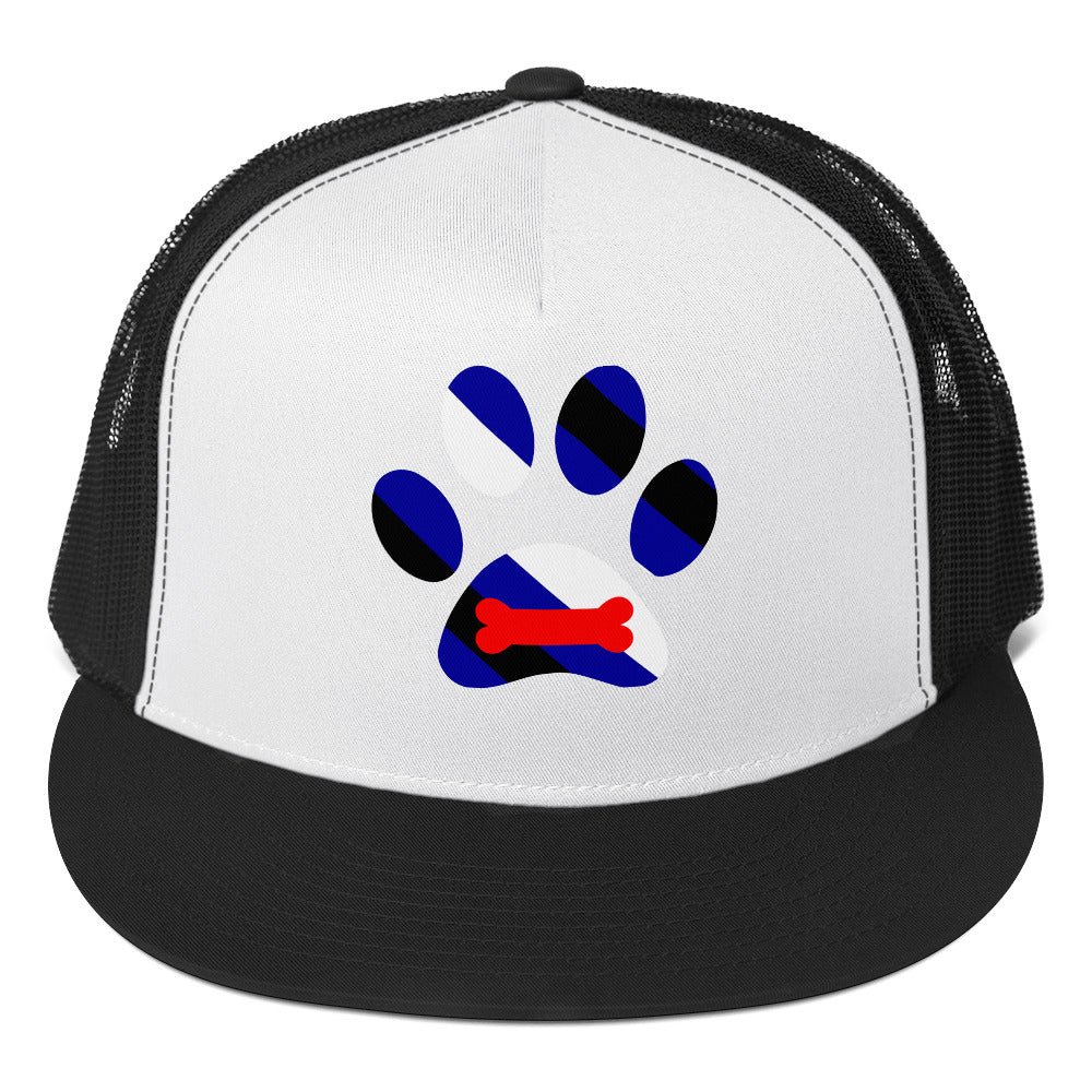 Puppy Play Pup Trucker Cap Black White Black 5-panel-trucker-cap-black-white-black-front-66b25d8e1c1ed