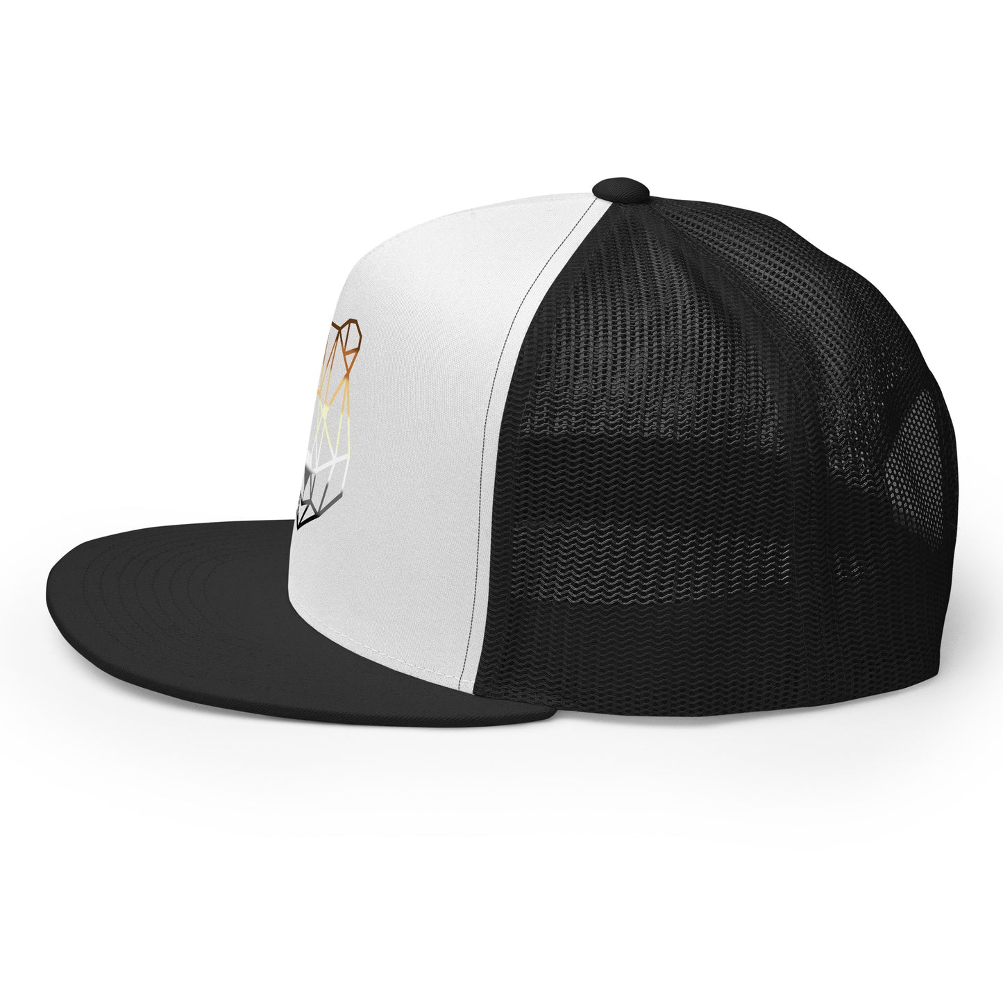 Gay Bear Geometric Art Trucker Baseball Cap Hat 5-panel-trucker-cap-black-white-black-left-66aeb9f89204c