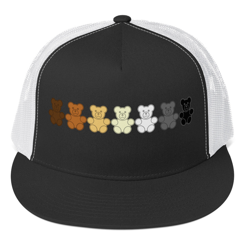 Gay Bear Gummy Bear Trucker Cap Black White Gay 5-panel-trucker-cap-black-white-front-66b25ee3d73e0