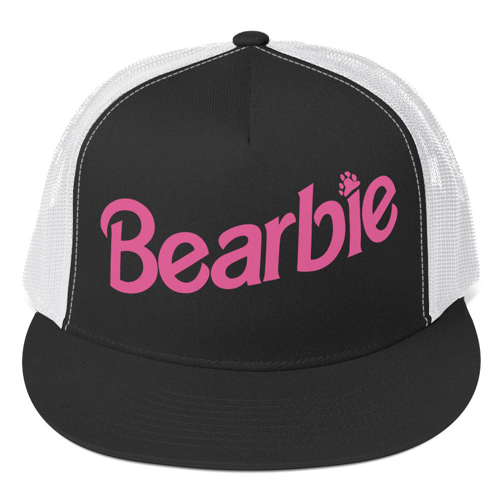 Gay Bear Bearbie Trucker Cap Black White Gay 5-panel-trucker-cap-black-white-front-66b2629046b39