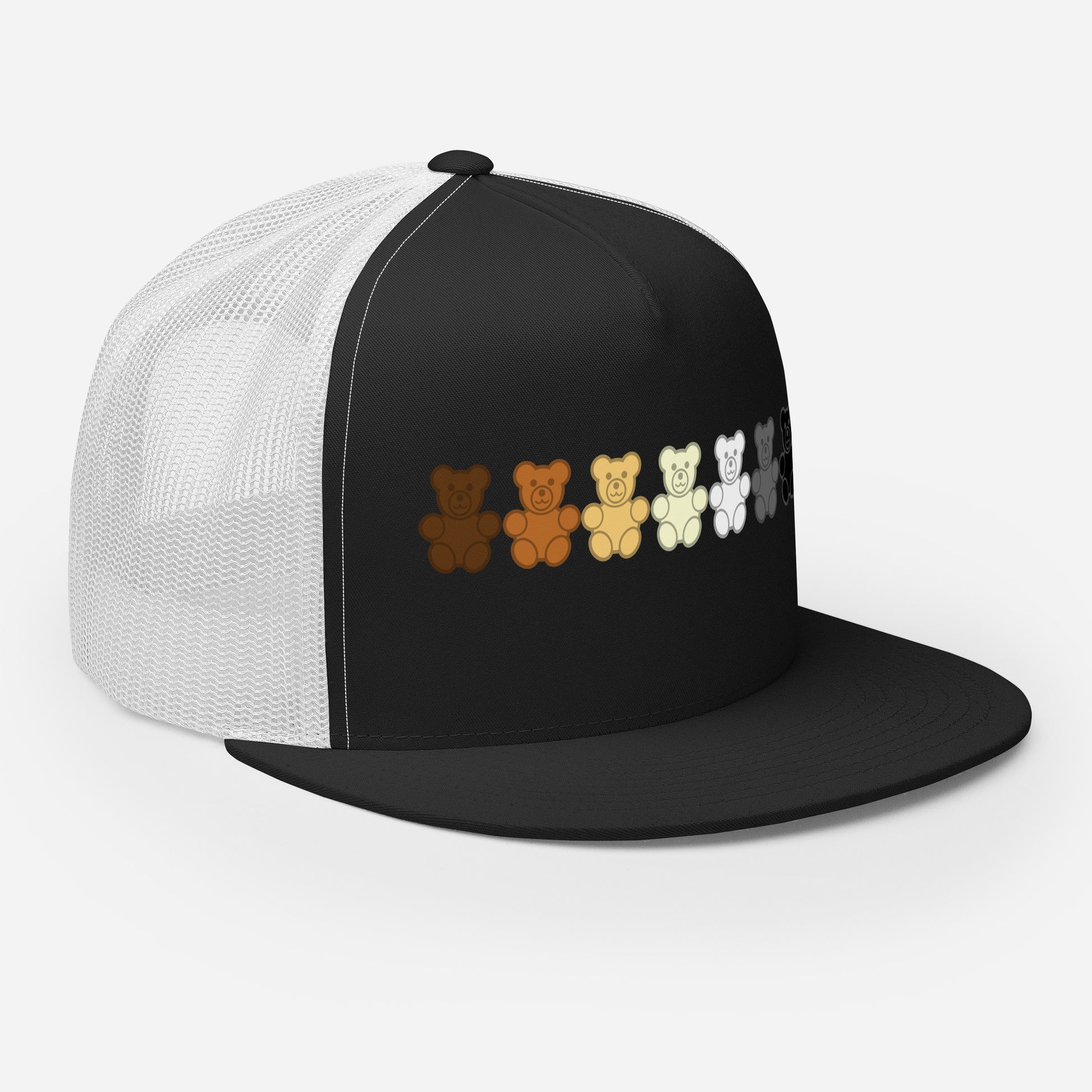 Gay Bear Gummy Bear Trucker Cap 5-panel-trucker-cap-black-white-right-front-66b25ee3d82f6