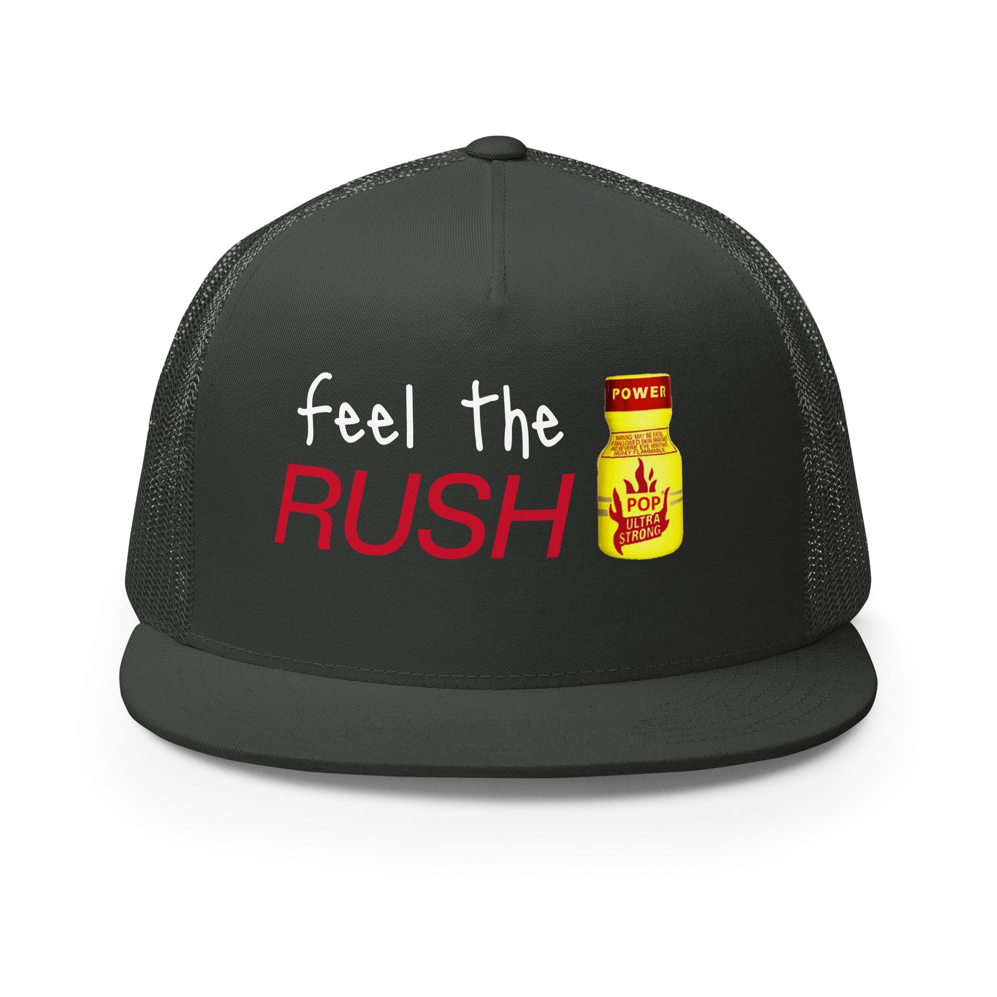 Feel the Rush Trucker Baseball Cap Hat Charcoal 5-panel-trucker-cap-charcoal-front-66aec9c33282a