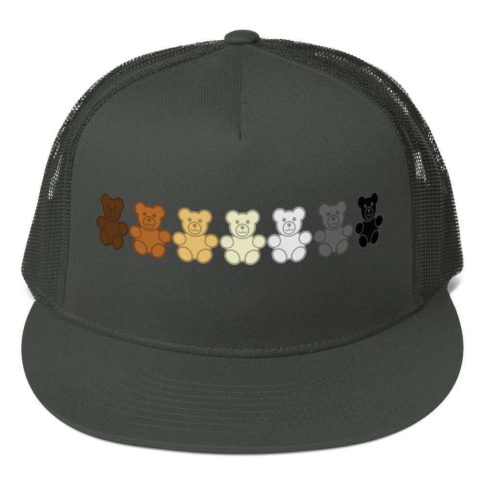 Gay Bear Gummy Bear Trucker Cap Charcoal Gay 5-panel-trucker-cap-charcoal-front-66b25ee3d86fb