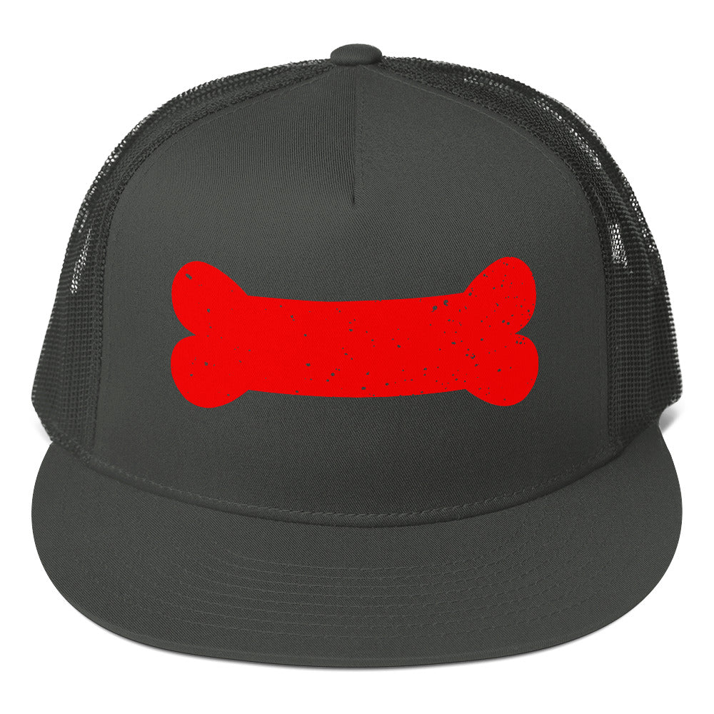 Puppy Pup Play Bone Trucker Cap Charcoal 5-panel-trucker-cap-charcoal-front-66b261db7efc1