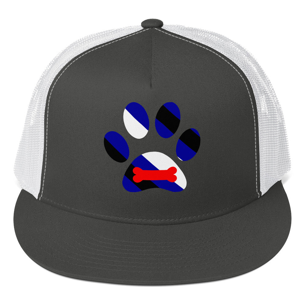 Puppy Play Pup Trucker Cap Charcoal White 5-panel-trucker-cap-charcoal-white-front-66b25d8e1c056