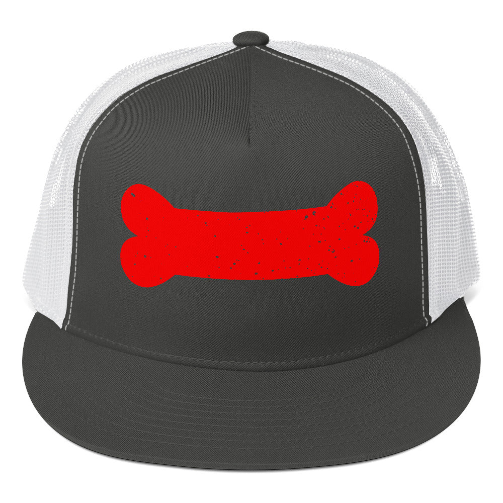 Puppy Pup Play Bone Trucker Cap Charcoal White 5-panel-trucker-cap-charcoal-white-front-66b261db7f175