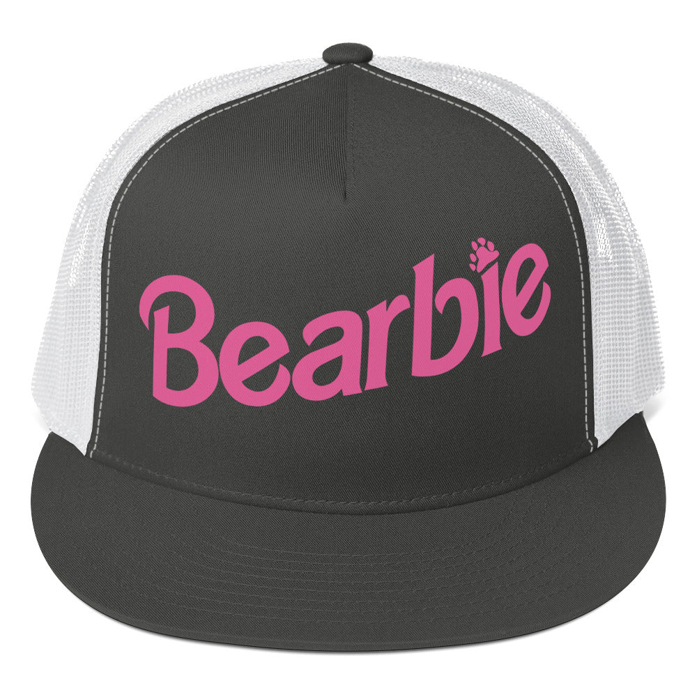 Gay Bear Bearbie Trucker Cap Charcoal White Gay 5-panel-trucker-cap-charcoal-white-front-66b26290491c9