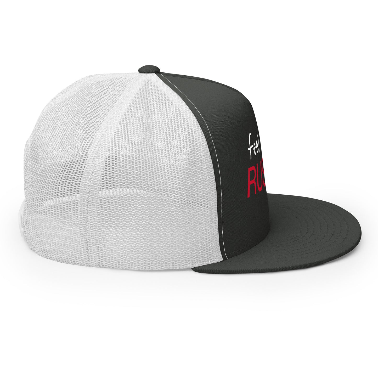 Feel the Rush Trucker Baseball Cap Hat 5-panel-trucker-cap-charcoal-white-right-66aec9c333035