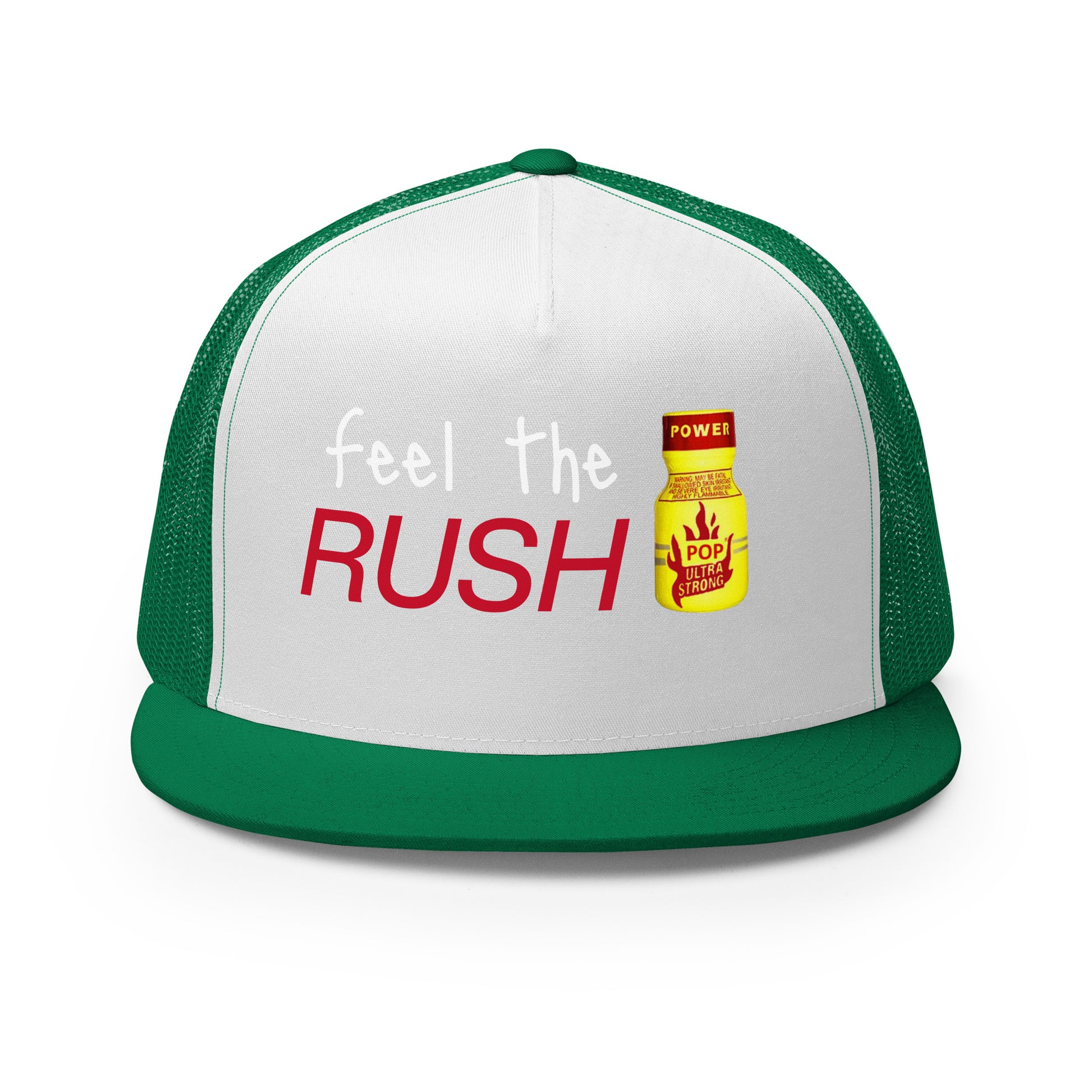 Feel the Rush Trucker Baseball Cap Hat Kelly White Kelly 5-panel-trucker-cap-kelly-white-kelly-front-66aec9c334554