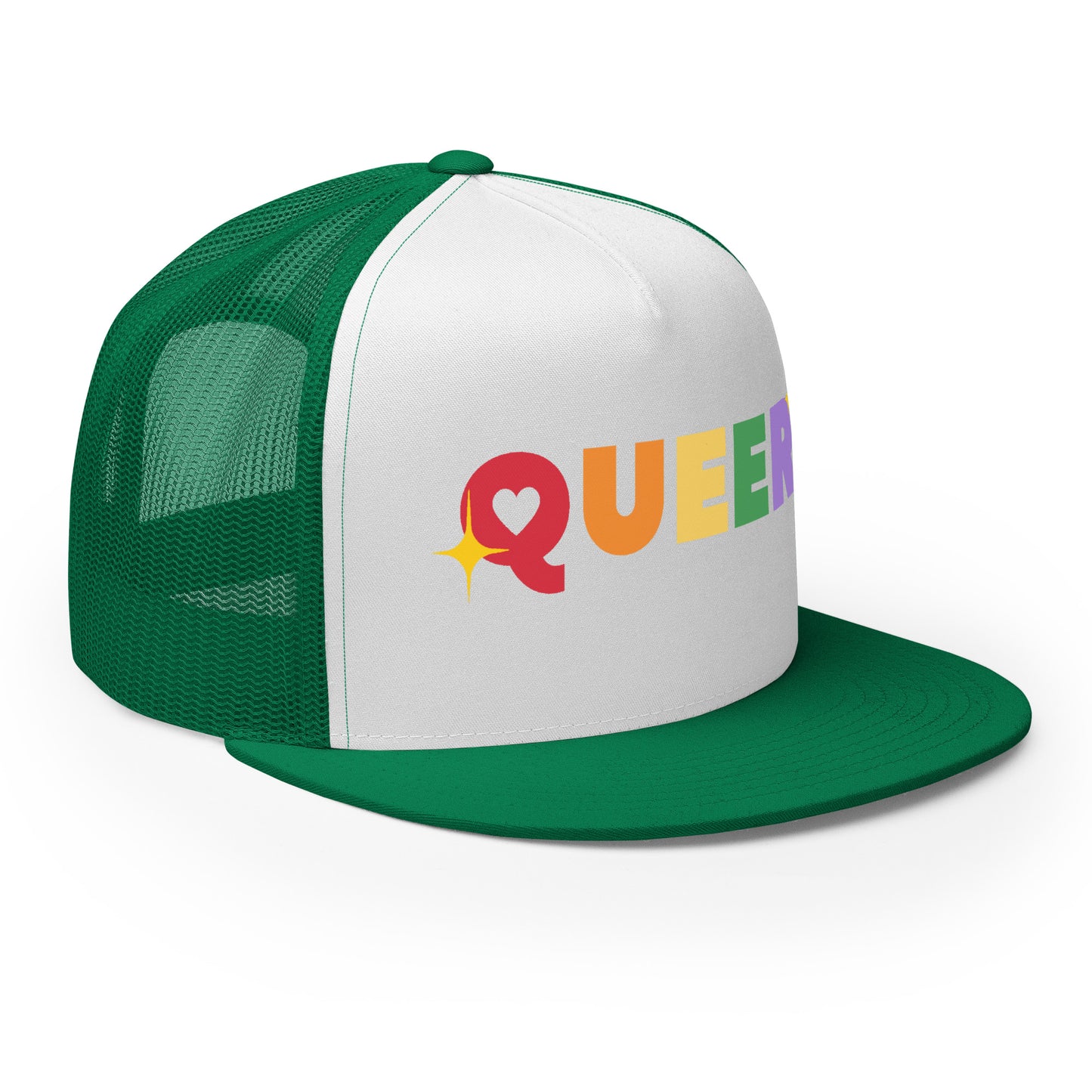 Queer Trucker Baseball Cap Hat 5-panel-trucker-cap-kelly-white-kelly-right-front-66aeb61de2ec1