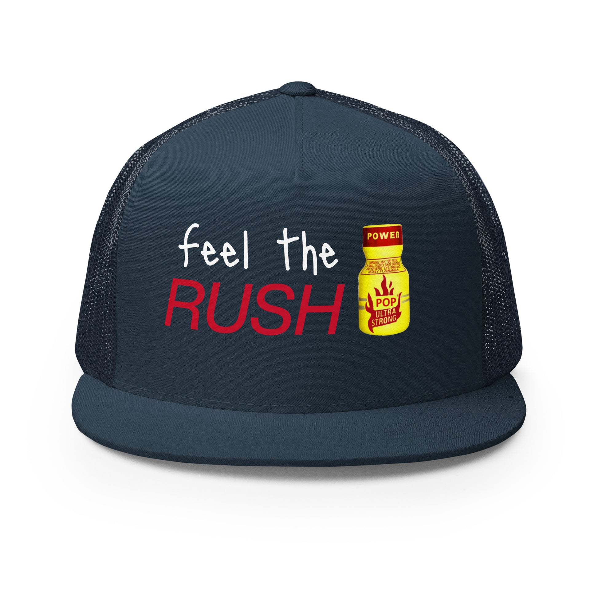 Feel the Rush Trucker Baseball Cap Hat Navy 5-panel-trucker-cap-navy-front-66aec9c331e73