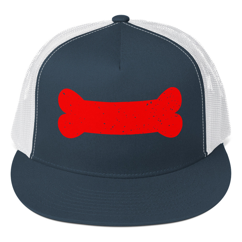 Puppy Pup Play Bone Trucker Cap Navy White 5-panel-trucker-cap-navy-white-front-66b261db7ee1e