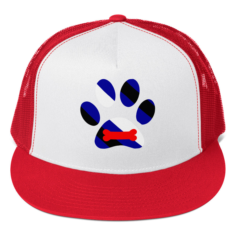 Puppy Play Pup Trucker Cap Red White Red 5-panel-trucker-cap-red-white-red-front-66b25d8e1c377