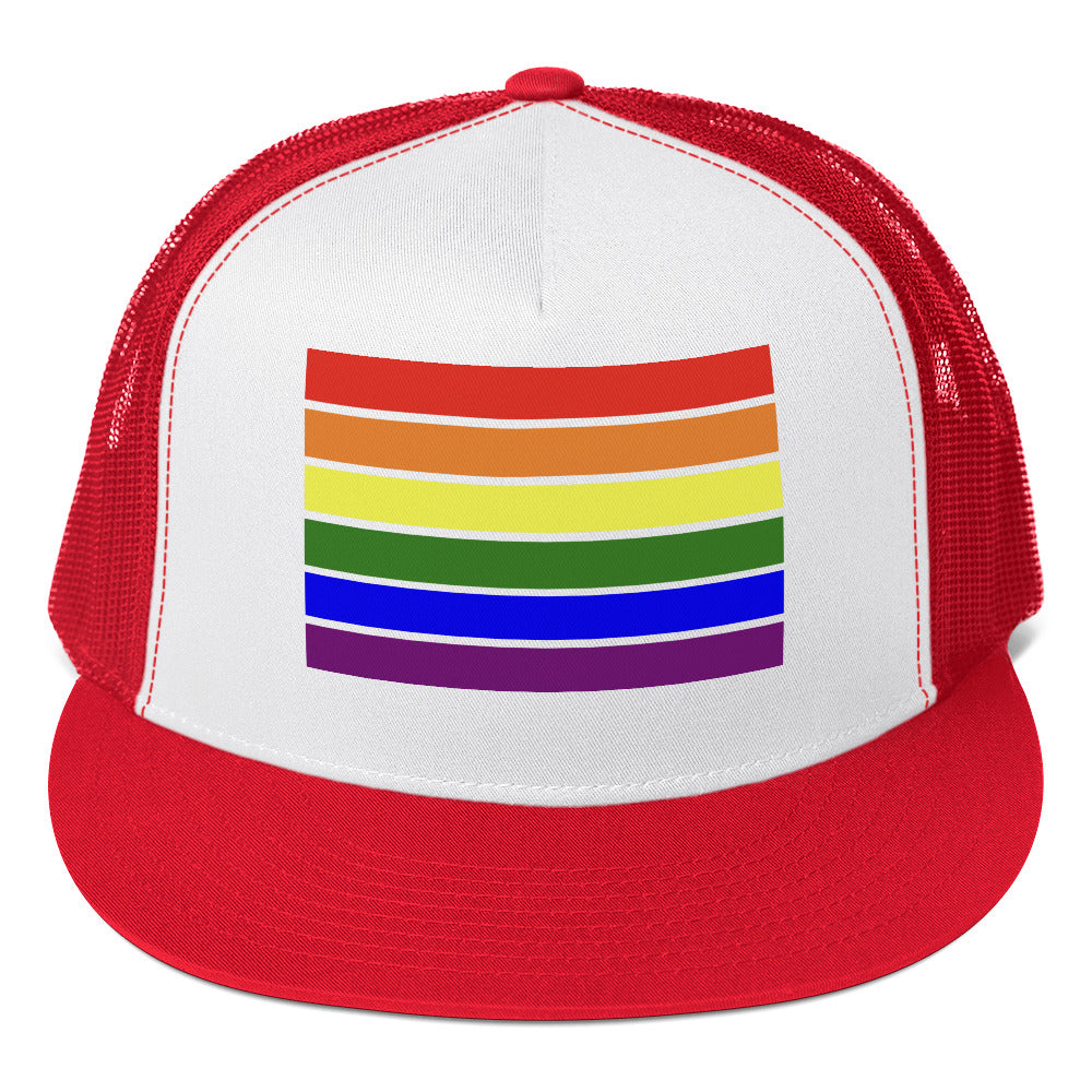 LGBTQ Pride Flag Trucker Cap Red White Red Pride 5-panel-trucker-cap-red-white-red-front-66b25e952db3a