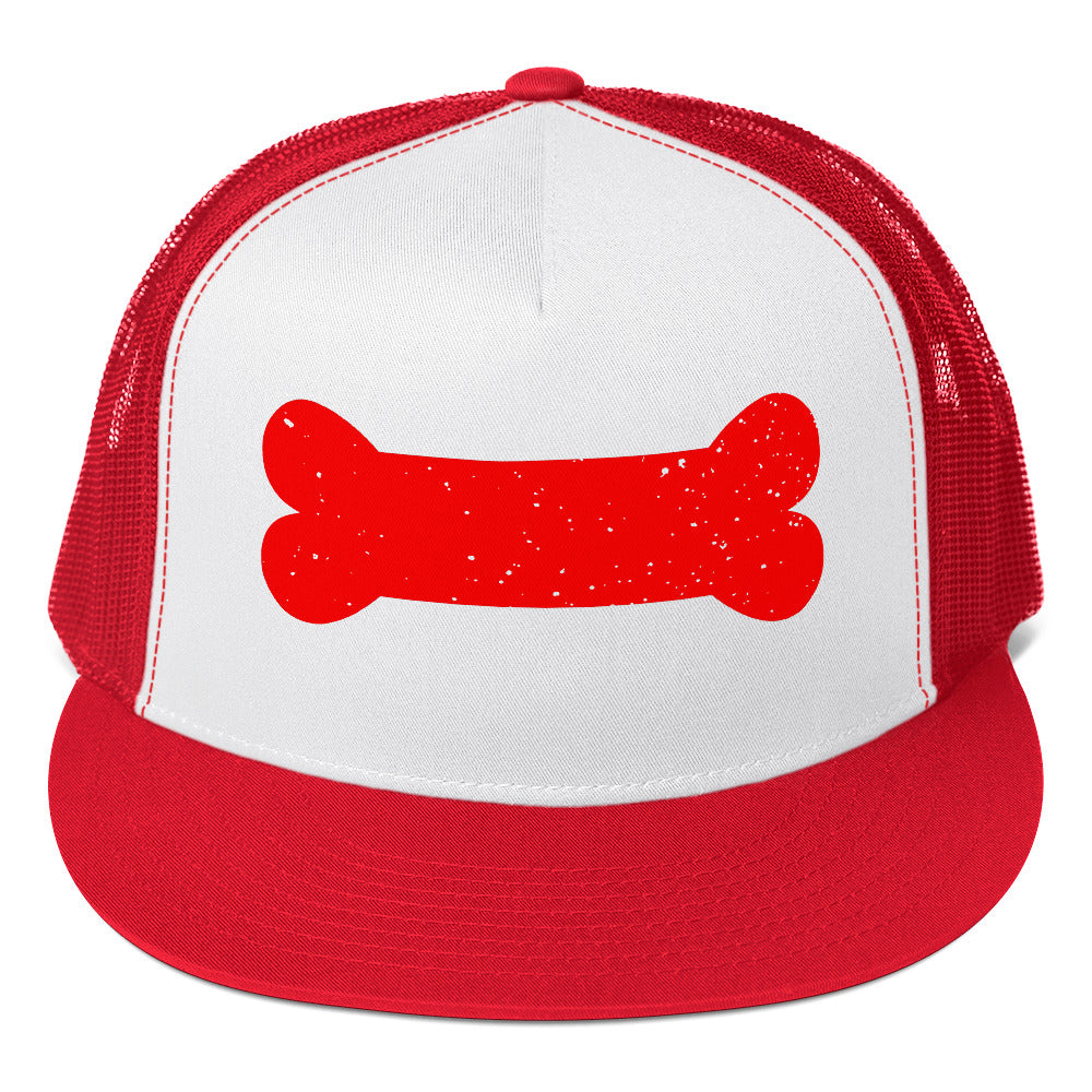 Puppy Pup Play Bone Trucker Cap Red White Red 5-panel-trucker-cap-red-white-red-front-66b261db7f4a9