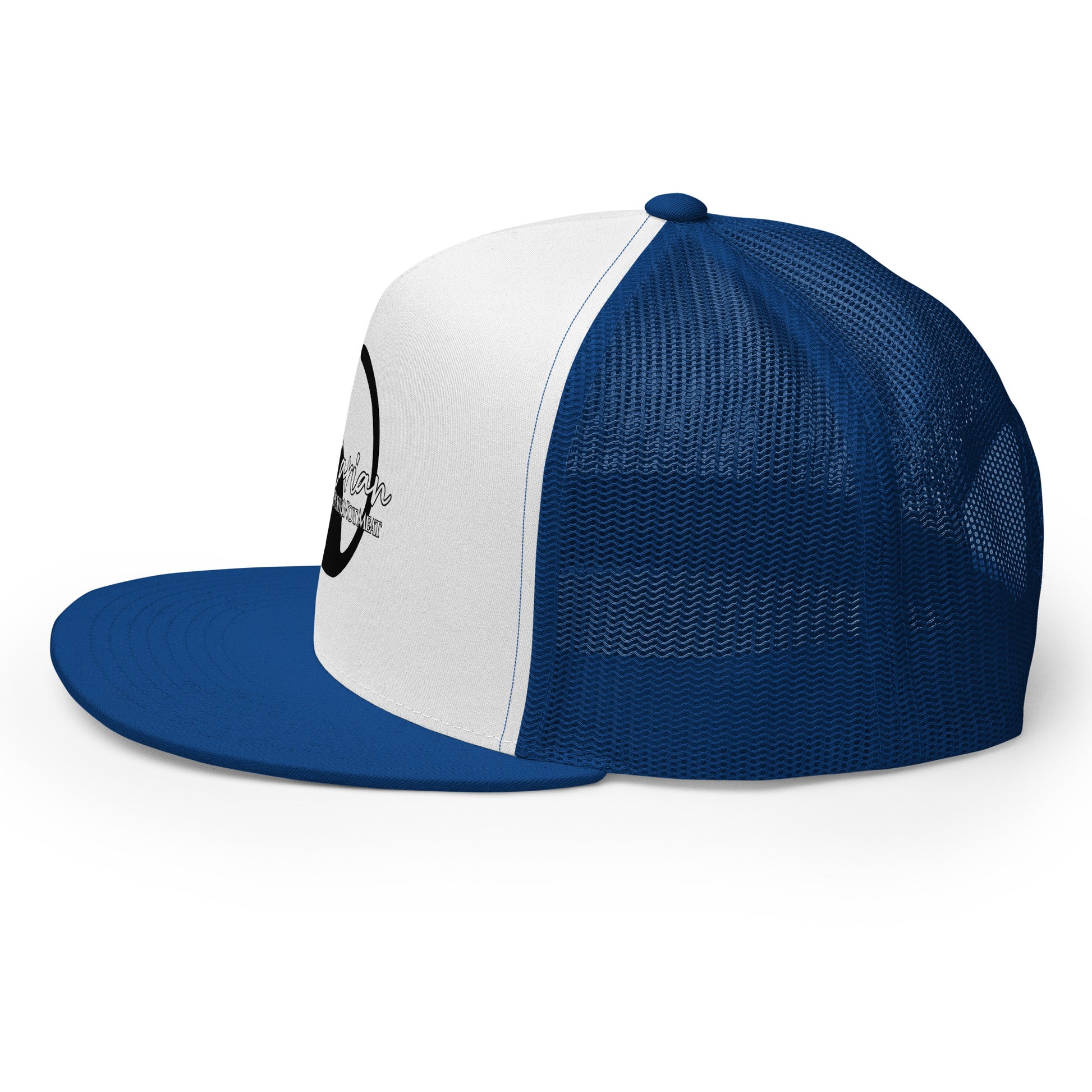 Vagitarian Trucker Baseball Cap Hat 5-panel-trucker-cap-royal-white-royal-left-66aeb7f1df48d