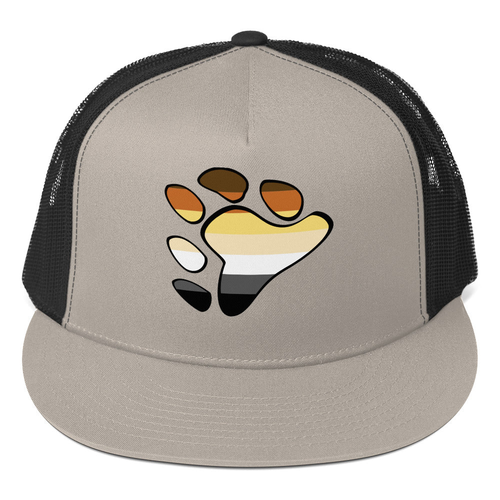 Gay Bear Paw Trucker Cap Silver Black Gay 5-panel-trucker-cap-silver-black-front-66b2616ac8df6