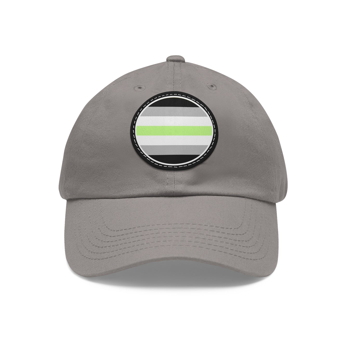 Agender Pride Hat with Round Patch Grey Black patch One size Agender 5465881599119329962_2048